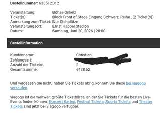 2 Konzertkarten für Böhse Onkelz