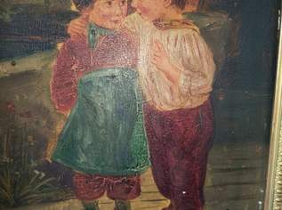 Ölgemälde " Kopie vom " Das Geheimnis " nach Mitzi Wunsch Signatur, aus dem 19. Jahrhundert, 200 €, Marktplatz-Antiquitäten, Sammlerobjekte & Kunst in 1220 Donaustadt