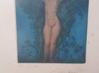 Ernst Fuchs, seltene Künstler Erstauflage Nr.19 von 20 Exemplaren Farbradierung - Eva im Paradies