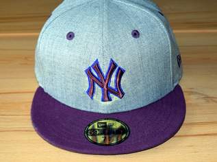New York Yankees Baseball Cap grau lila Größe 7 1/4 (57,7 cm) NEU