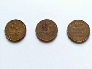 1940 1944 1951 Lincoln Wheat Penny.