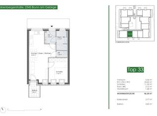 Sonnige, barrierefreie Wohnung mit Balkon, inklusive Stellplatz in der Garage, inkl. Küche- Nähe Bhf. Brunn am Gebirge, 949 €, Immobilien-Wohnungen in 2345 Brunn am Gebirge