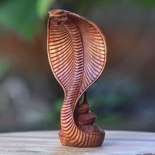 Figur Schlange / Cobra, Holz
