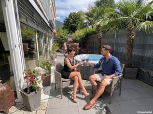 DORNBIRN-Gartenwohnung/Terrassenwohnung, ca. 57 m2 plus beheizter, ganzjährig nutzbarer Wintergarten ca. 19 m2, wie ein 2. Wohnzimmer, Gesamt-Wohn-NFL ca. 76 m2, inkl. 1 TG, direkter Zweit-Zugang über Terrassenanlage, verschließbares Gartentor., 395000 €, Immobilien-Wohnungen in 6857 Kehlegg