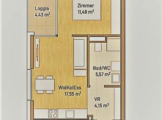Wohnen in Graz, Eggenberg - Moderne Eigentumswohnung (38m²) mit Loggia! Provisionsfrei!, 232884 €, Immobilien-Wohnungen in 8020 