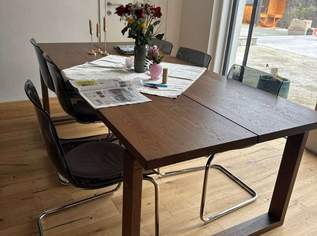 Esstisch 220cmx100cm + 6 Schwingsesseln Hartplastik Rauchglasoptik inkl. Schaßdackal, 450 €, Haus, Bau, Garten-Möbel & Sanitär in 3073 Gemeinde Stössing