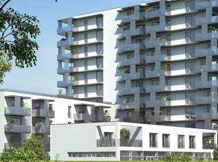 Moderne 2-Zimmer-Wohnung Neubau inkl Komplettküche, 2 Balkone und Kellerabteil am Badeteich Hirschstetten/Z53 OG4, 779 €, Immobilien-Wohnungen in 1220 Donaustadt