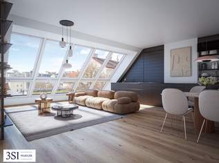 The Temptation: Familienfreundliches Dachgeschoß mit Terrasse und Grünblick nahe dem Kutschkermarkt, 1186400 €, Immobilien-Wohnungen in 1180 Währing