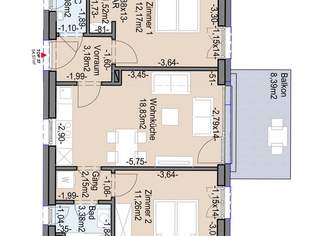 Geförderte Neubauwohnung mit Balkon, 54,57 m² im 2. Stock, 804.29 €, Immobilien-Wohnungen in 8020 