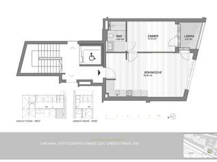 Wohnen mit Grünblick: 2-Zimmer-Wohnung mit südseitiger Loggia, Heizung inkl.