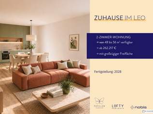 FÜR ANLEGER // Zuhause IM LEO | Tolle 2 Zimmer Wohnung | Garten & Terrasse | Tiefgarage im Gebäude | Hauptstraße | Ende 2028 - Top 7, 265264 €, Immobilien-Wohnungen in 2333 Gemeinde Leopoldsdorf