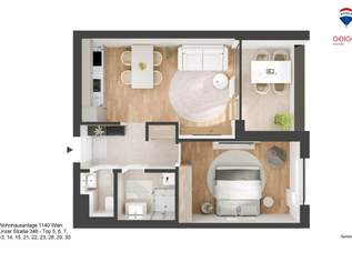 Neubau Erstbezug 1140 | 2 Zimmer | Loggia | PROVISIONSFREI, 362800 €, Immobilien-Wohnungen in 1140 Penzing