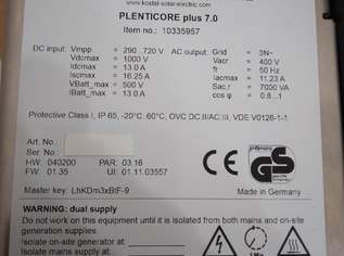 Wechselrichter Kostal Plenticore plus 7.0 mit Herstellergarantie bis 2035 Wechselrichter Kostal Plenticore plus 7.0 mit Herstellergarantie bis 2035