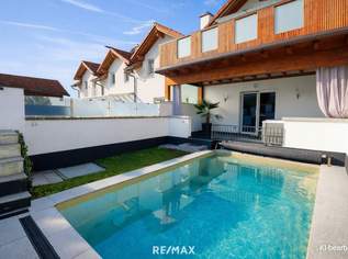 Traumhaftes Reihenhaus mit Pool, sonnigen Terrassen, Balkon und herrlichem Ausblick, 490000 €, Immobilien-Häuser in 4641 Steinhaus