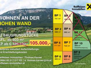 Wohnen an der Hohen Wand - noch 10 Grundstücke, zum Teil auch für Doppelhäuser!, 0 €, Immobilien-Grund und Boden in 2531 Katastralgemeinde Gaaden