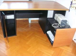 Computer-Schreibtisch neuwertig, massiv, Kirsch/ schwarz,