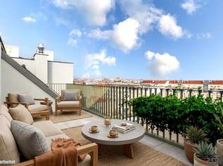 EIN FERNBLICK ZUM VERLIEBEN | ERSTBEZUG | DG-Maisonette mit ca. 18 m² INNENHOF-TERRASSE | Fernwärme | TG-Stellplatz optional | Nachhaltiges Wohnbauprojekt, 849000 €, Immobilien-Wohnungen in 1120 Meidling