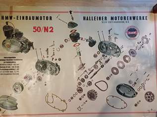 Seltenes Plakat Halleiner Motorenwerke (50er Jahre), 200 €, Auto & Fahrrad-Teile & Zubehör in 1130 Hietzing