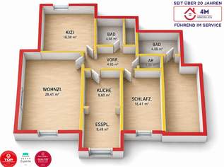 Viel Platz und hoher Wohnkomfort: 3-Zimmer-Wohnung mit zwei Bädern und Parkplatz, 270000 €, Immobilien-Wohnungen in 2486 Katastralgemeinde Pottendorf Viel Platz und hoher Wohnkomfort: 3-Zimmer-Wohnung mit zwei Bädern und Parkplatz, 270000 €, Immobilien-Wohnungen in 2486 Katastralgemeinde Pottendorf