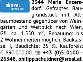 2344 Maria Enzersdorf:, 890000 €, Immobilien-Grund und Boden in 2344 Gemeinde Maria Enzersdorf 2344 Maria Enzersdorf:, 890000 €, Immobilien-Grund und Boden in 2344 Gemeinde Maria Enzersdorf