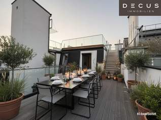 EXKLUSIVES PENTHOUSE | MIT PRIVATER SAUNA UND WHIRLPOOL | TERRASSENFLÄCHE AUF ZWEI EBENEN UND RUNDUM-BLICK | DIREKTER LIFTZUGANG AUS DER WOHNUNG, 1958500 €, Immobilien-Wohnungen in 1020 Leopoldstadt