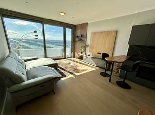 Möbliertes Apartment im 42. Stock mit Weitblick auf die Donau! Pool, Spa und Fitness inklusive!, 2390 €, Immobilien-Wohnungen in 1220 Donaustadt