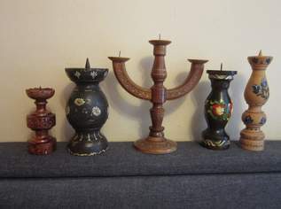 Konvolut Holz Deko Kerzenständer, Handarbeit , siehe Text