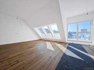 Süd-Terrasse | ERSTBEZUG DG-Wohnung mit 3 Zimmern | über 3m Raumhöhe | Klima & Luftwärmepumpe | Tiefgaragenplatz, 563131 €, Immobilien-Wohnungen in 1230 Liesing