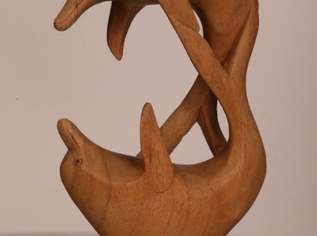 Holzskulptur 2 Delphine, 20cm