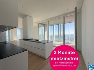 2 Monate mietzinsfrei: 3-Zi.-Erstbezug mit Sauna & Skylineblick, 3770 €, Immobilien-Wohnungen in 1220 Donaustadt