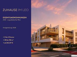 Zuhause IM LEO | Exklusive 2 Zimmer Balkonwohnung | 1.OG | Tiefgarage im Gebäude | Hauptstraße | Ende 2028 - Top 20, 291353 €, Immobilien-Wohnungen in 2333 Gemeinde Leopoldsdorf