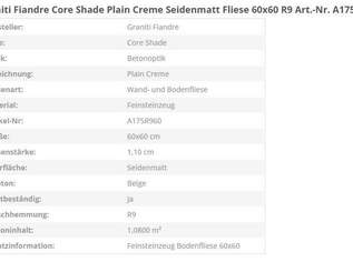 Fliesen GranitiFiandre Coreshade Plain Creme 6060 cm