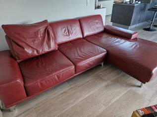  Couch Garnitur Leder gebraucht 287 Cm X 179cm Länge in Bordeaux Rot Top Zustand