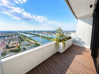45. Etage - DANUBEFLATS: Atemberaubende Aussicht, Sonnenaufgang, perfekte Infrastruktur, 589900 €, Immobilien-Wohnungen in 1220 Donaustadt