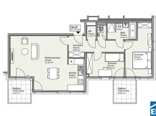 Neubau nahe dem Floridsdorfer Wasserpark, 1513.68 €, Immobilien-Wohnungen in 1210 Floridsdorf
