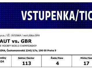 IIHF Eishockey WM 2024 Prag 21.05.2024, 12:20 Uhr, 2 x 1 Ticket AUT vs. GBR