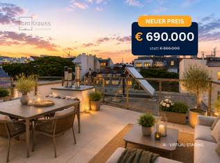SONNE. WEITBLICK. DACHTERRASSE – 2-ZIMMER-DACHGESCHOSSWOHNUNG MIT VIEL FREIRAUM, 690000 €, Immobilien-Wohnungen in 1060 Mariahilf