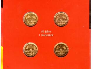 Vergoldete 1 DM Prägejahr 1950, 4er-Set Vergoldete 1 DM Prägejahr 1950, 4er-Set