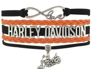 Armband Modeschmuck Love Harley Davidson Schwarz/Orange, 12 €, Kleidung & Schmuck-Accessoires, Uhren, Schmuck in 6780 Marktgemeinde Schruns
