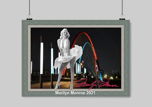 Marilyn Monroe signierte Wanddekoration. Star Souvenir. Geschenkidee! Wandbild für Wohnraum, Küche, Bad, Schlafzimmer! Import. NEU!  