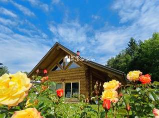 Beeindruckendes, kanadisches Blockhaus mit Garten in St. Margareten, 359000 €, Immobilien-Häuser in 9173 Sankt Margareten im Rosental