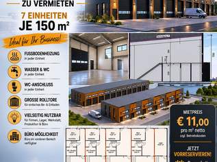 Businessboxen / Lagerhallen 150 m² in Klagenfurt-Ebenthal – Neubau ab 2027, 11 €, Immobilien-Gewerbeobjekte in 9065 Ebenthal in Kärnten