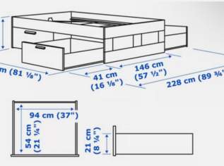 Bett 140x200 inkl. Matratze mit 4 Schubladen (Brimnes-Ikea) Bett 140x200 inkl. Matratze mit 4 Schubladen (Brimnes-Ikea)