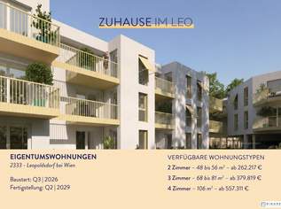 Zuhause IM LEO | Exklusive 2 Zimmer Balkonwohnung | 2.OG | Tiefgarage im Gebäude | Hauptstraße | Sommer 2029 - Top 31, 423200 €, Immobilien-Wohnungen in 2333 Gemeinde Leopoldsdorf