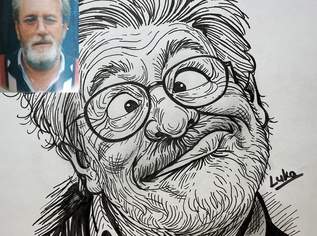 Karikatur nach Foto - handgezeichnet ( keine KI ), 40 €, Marktplatz-Antiquitäten, Sammlerobjekte & Kunst in 3454 Gemeinde Sitzenberg-Reidling