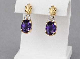 2er-Set in 750er-Gelbgold mit je einem Amethyst und Brillanten 2er-Set in 750er-Gelbgold mit je einem Amethyst und Brillanten