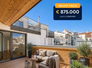 LICHT. FREIRAUM. ABENDSONNE – GROSSZÜGIGE 3-ZIMMER-DACHGESCHOSSWOHNUNG MIT TERRASSEN, 875000 €, Immobilien-Wohnungen in 1060 Mariahilf