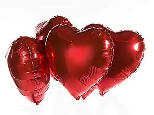 4 x NEUE Helium Luftballons Herz rot und Happy Birthday - nicht befüllt - 45cm x 43cm ~ Folienballon