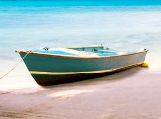 Wandbild Palmenstrand mit Boot, 5-teilig 100x200cm 