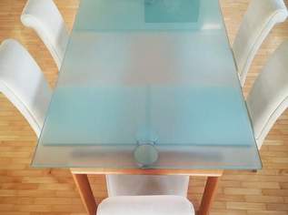 Esstisch aus Glas inkl. 6 Stühle aus Alcantara , 655 €, Haus, Bau, Garten-Möbel & Sanitär in 5020 Leopoldskroner Moos